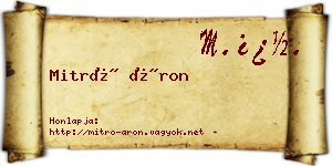 Mitró Áron névjegykártya